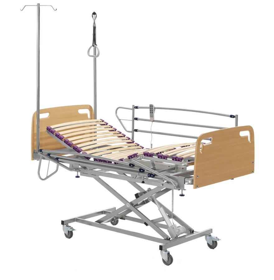 Pack Cama Geriátrica HEALTHY carro + juego de cabecero y piecero + juego de barandillas abatibles de seguridad + colchón HEALTHY visco